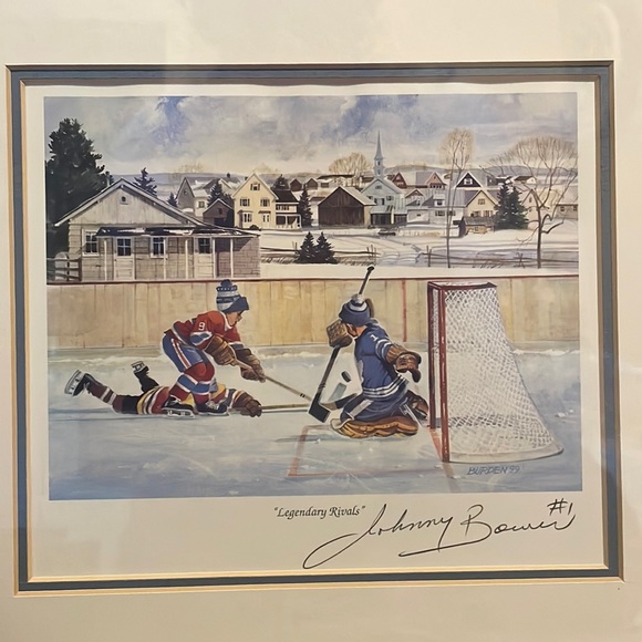 💙framed Hockey Picture “Legendary Rivals” signed by Jonny Bower #1. - Picture 2 of 8